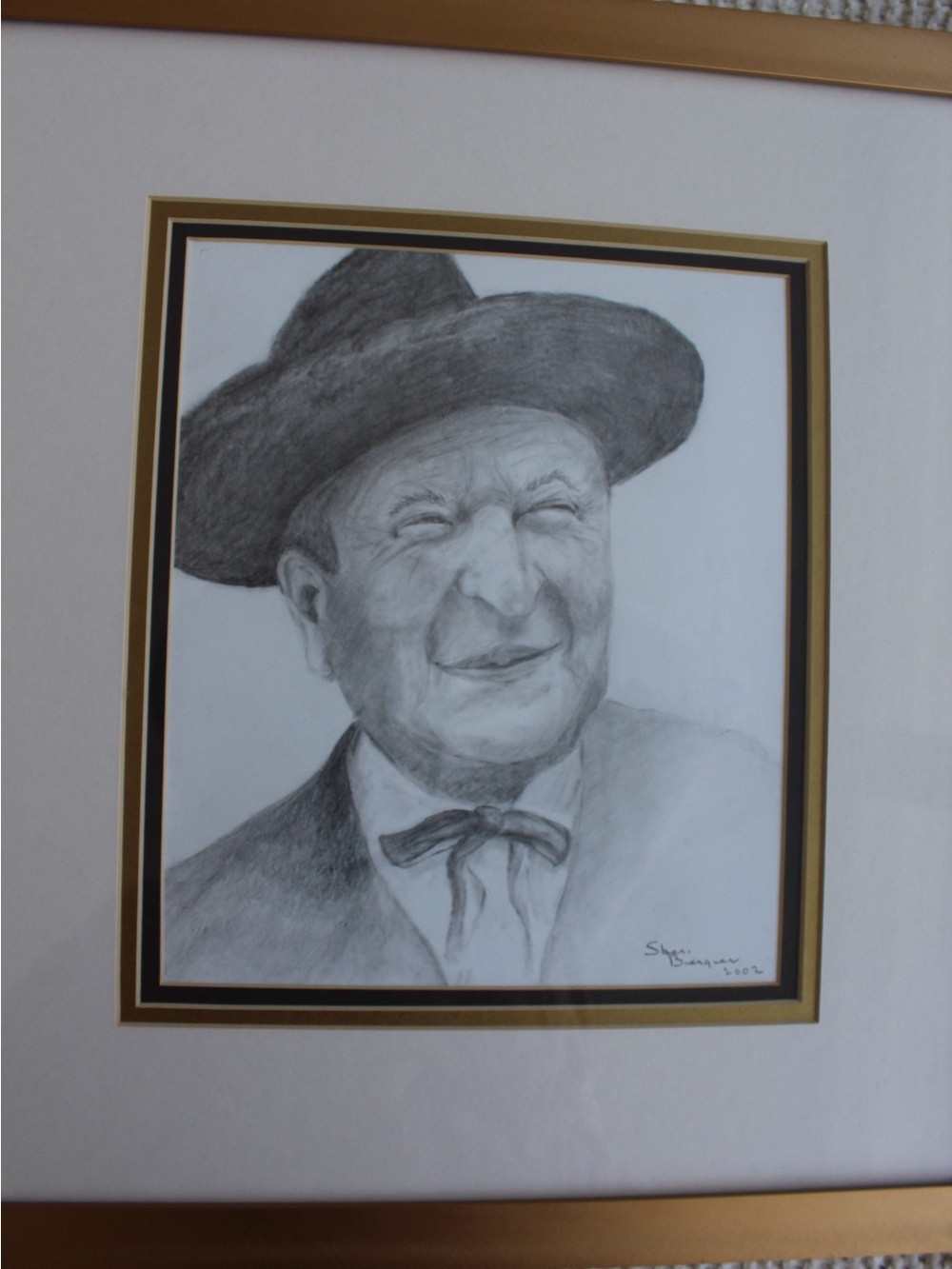 Framed Charcoal Portrait Artwork in Black and White - Picture 6 of 8